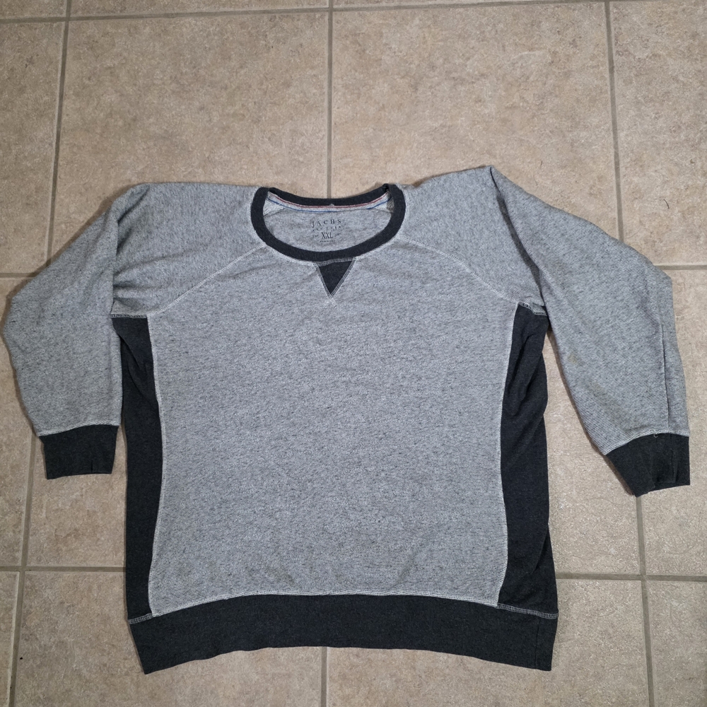 Men's Gray and Black Sweater Jachs New York Sweater Mens XXL 2XL Gray Long Sleev
